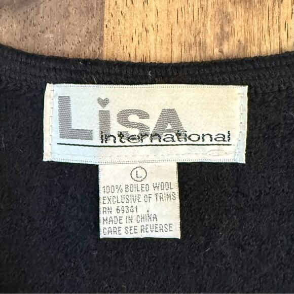 Lisa International Women’s 100% Boiled Wool VTG Leopard Cheetah Paw Vest Size L - Picture 4 of 10